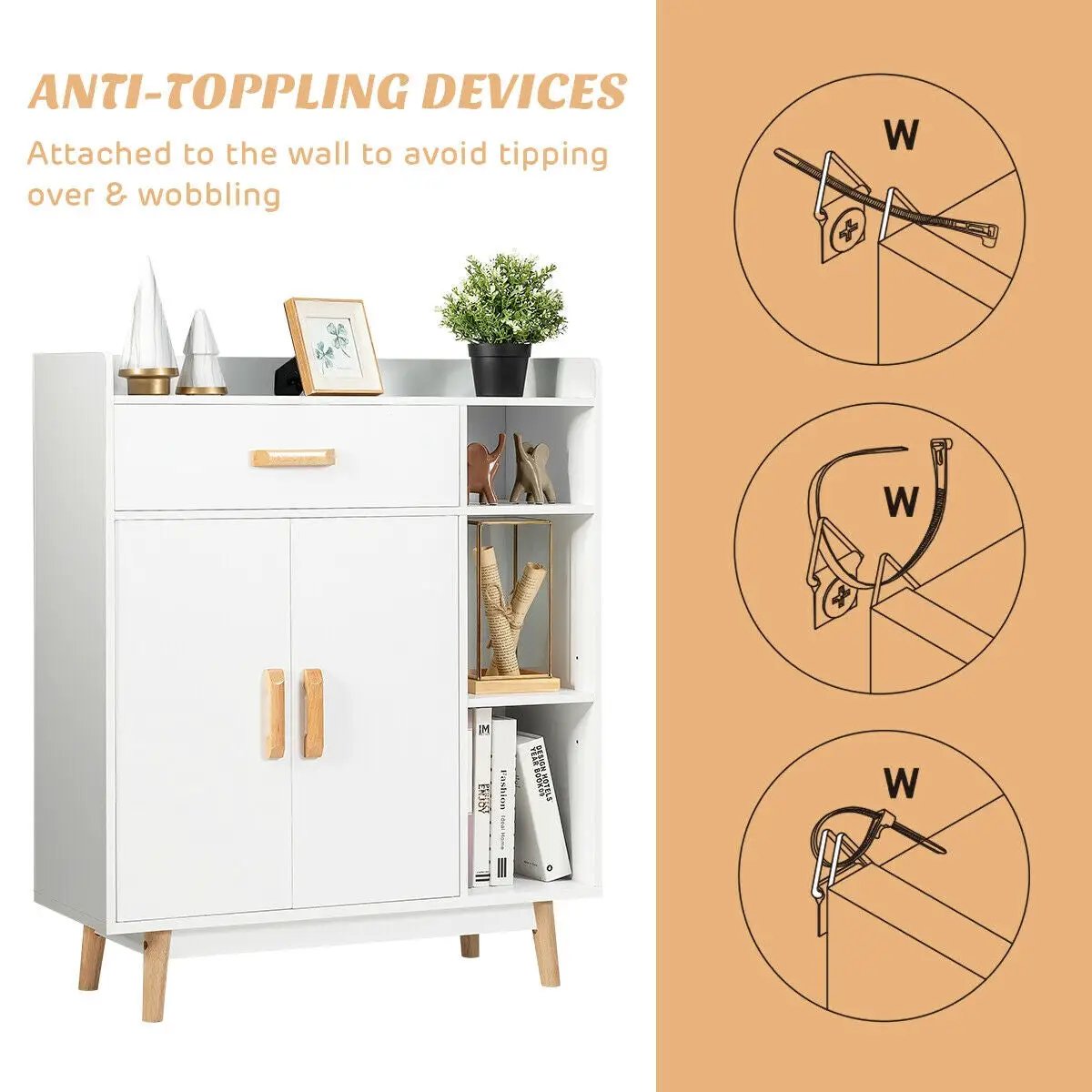 Floor Storage Cabinet Free Standing Cupboard Chest by DirectDeals