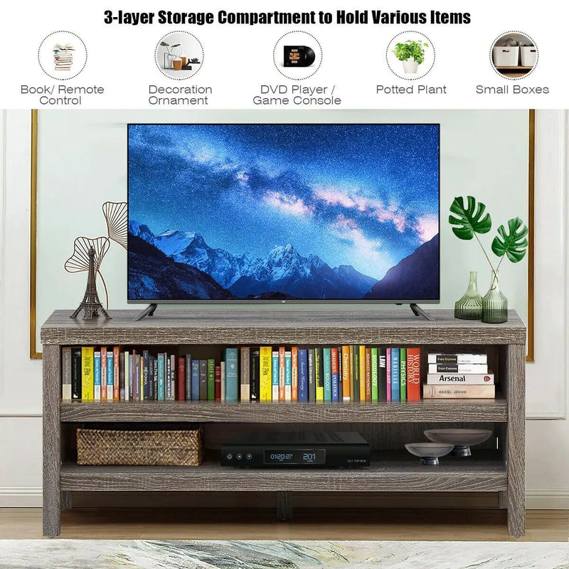 3-Tier TV Stand Console Cabinet for TV's up to 45 Inch with Storage Shelves by DirectDeals