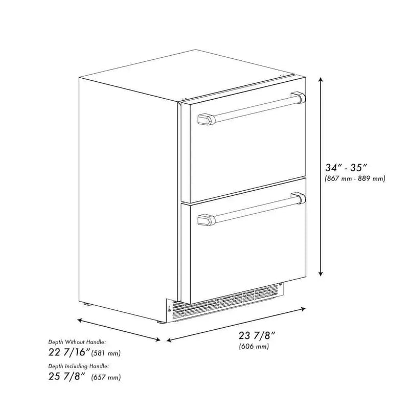 ZLINE 24" Touchstone 168 Can Outdoor-Rated Dual Refrigerator Drawer, Matte Black, RDSOZ-ST-24-MB by Farmhouse Kitchen and Bath