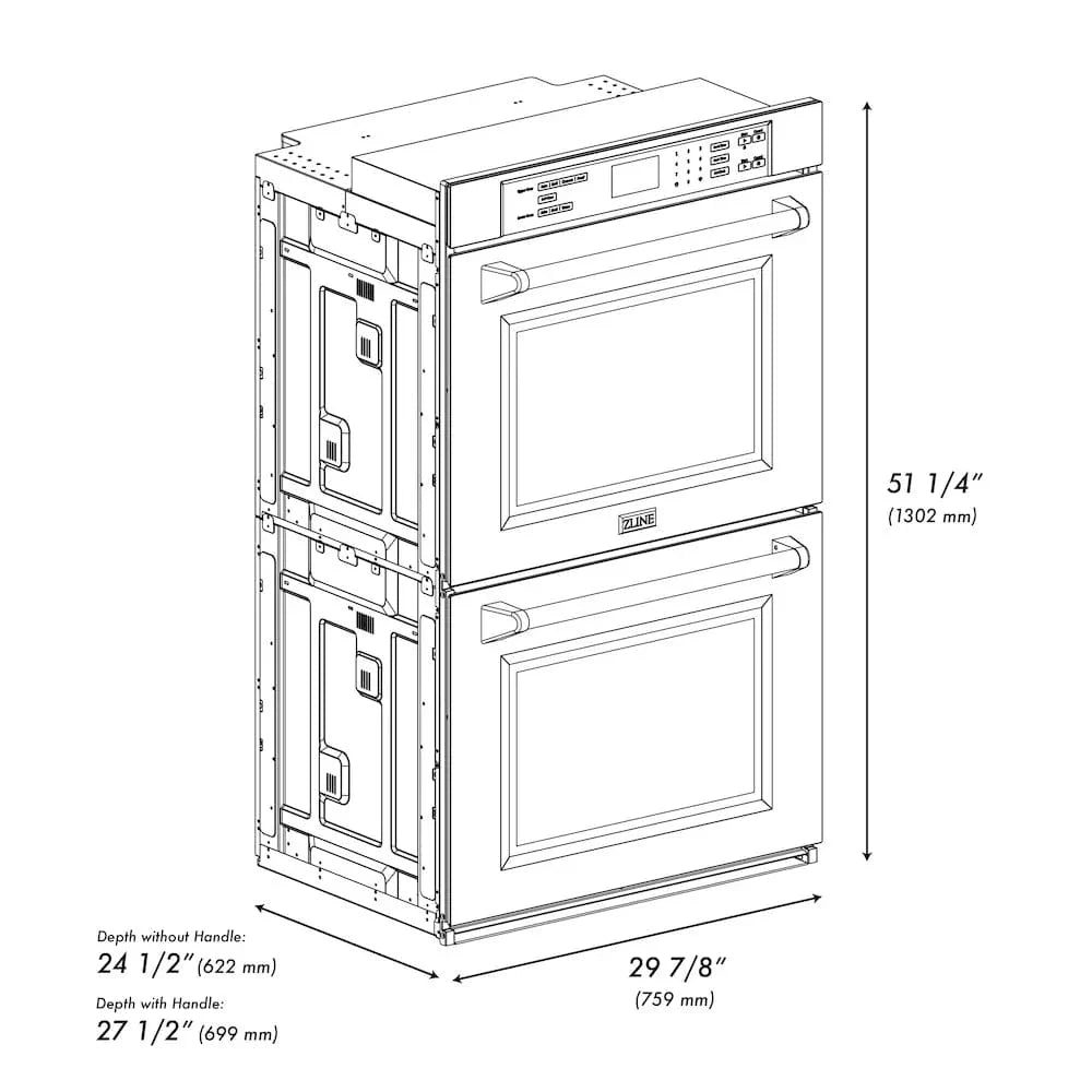 ZLINE 30"Professional True Convection Double Wall Oven, Air Fry, Self Clean, White Mattel WAD-WM-30 by Farmhouse Kitchen and Bath