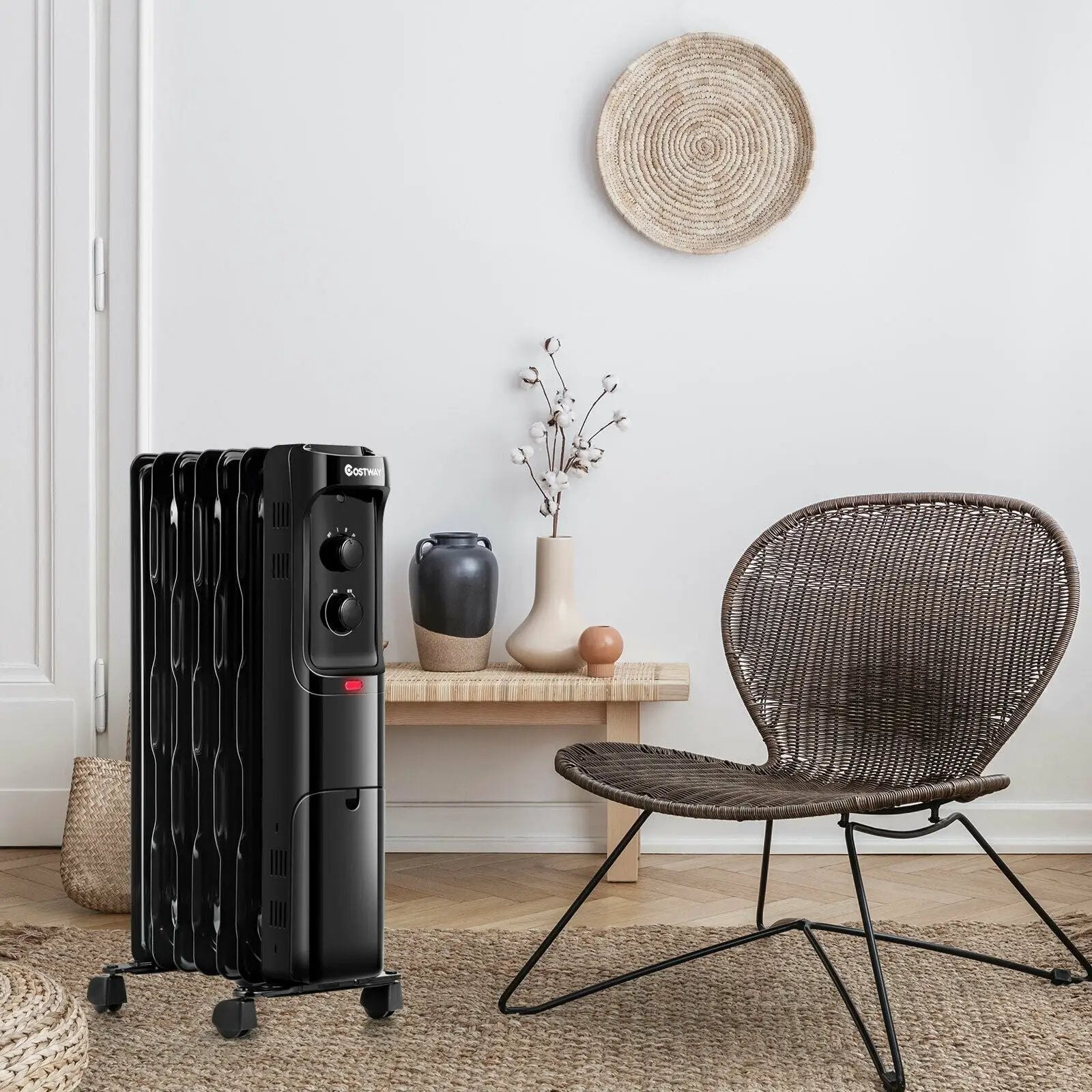 1500W Oil Filled Portable Radiator Space Heater with Adjustable Thermostat by DirectDeals