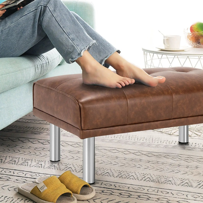 Rectangle Tufted Ottoman with Stainless Steel Legs for Living Room by DirectDeals
