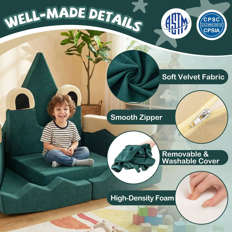 17 Pieces Modular Kids Play Couch for Inspiring Creativity by DirectDeals