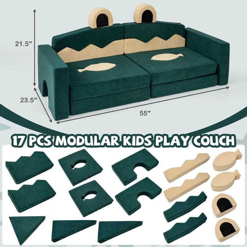 17 Pieces Modular Kids Play Couch for Inspiring Creativity by DirectDeals