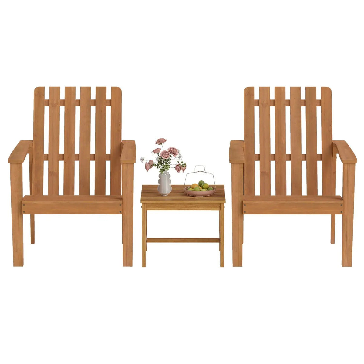 17" Square Acacia Wood Side Table with Slatted Top by DirectDeals