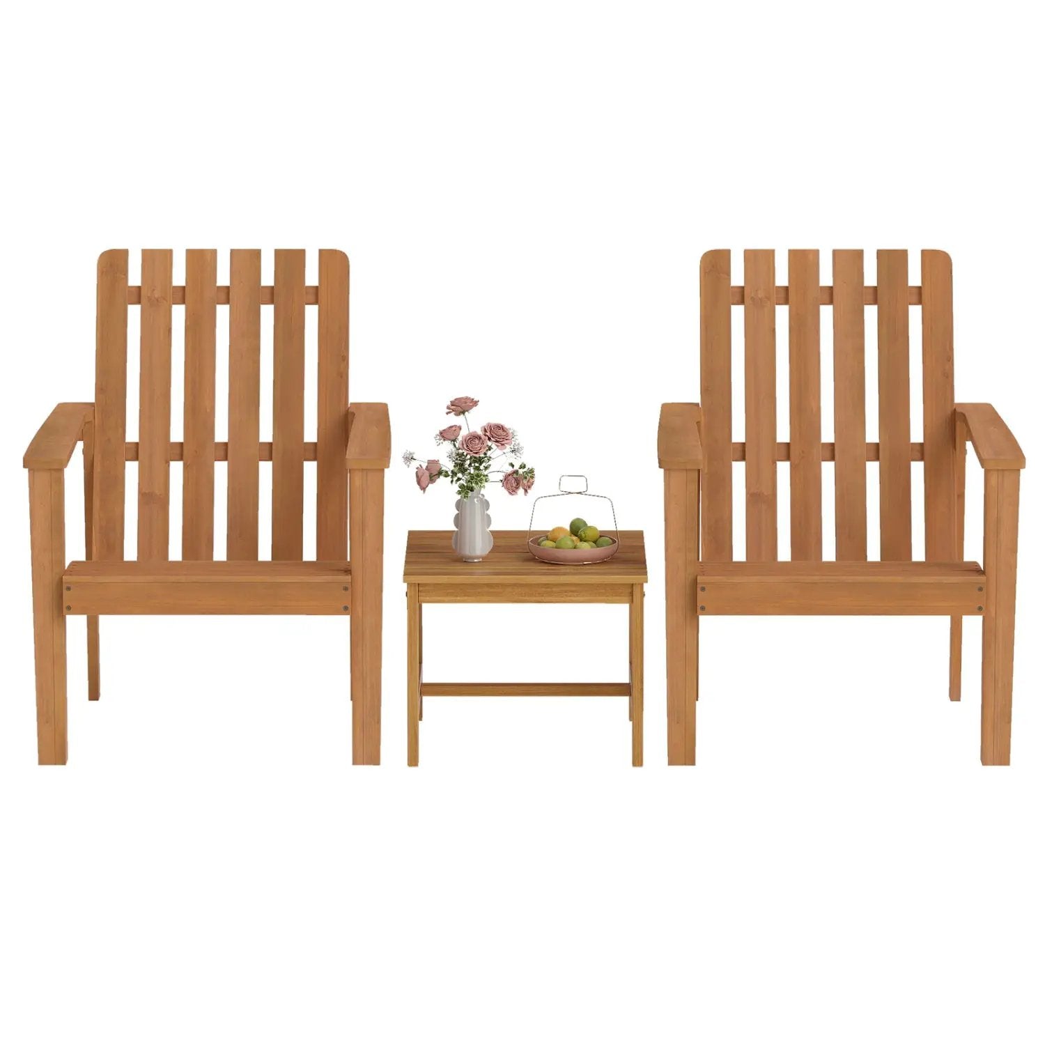 17" Square Acacia Wood Side Table with Slatted Top by DirectDeals