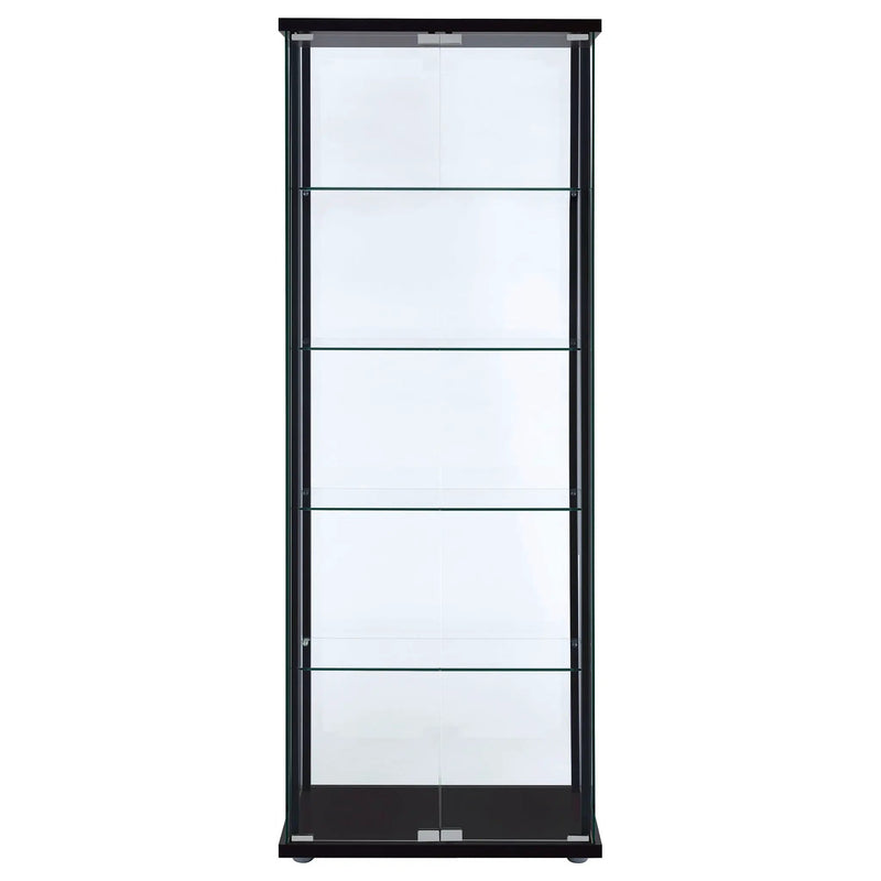 Delphinium 4-Shelf Clear Glass Curio Display Cabinet Black by Unique Piece Furniture
