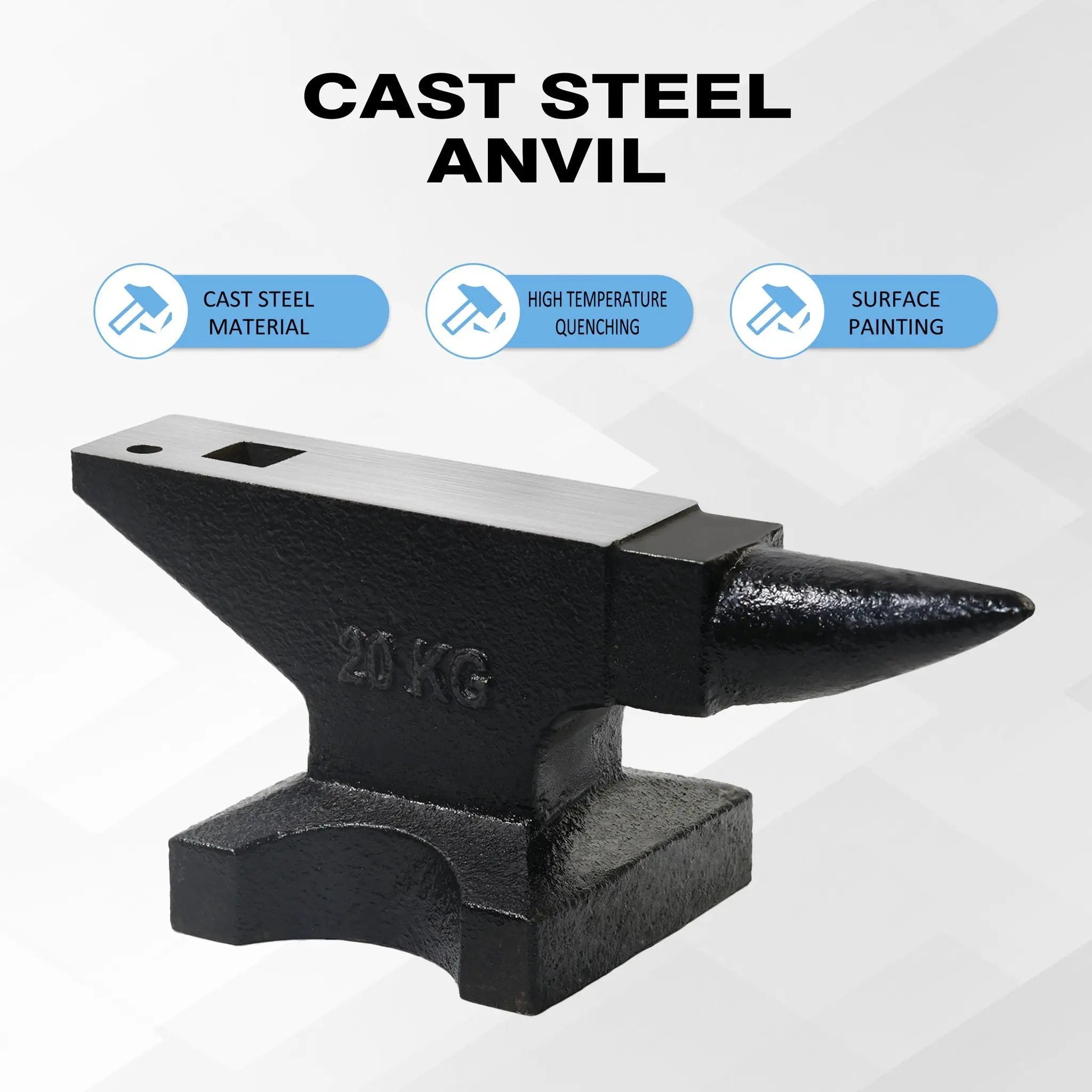 44 Lbs High Hardness Rugged Round Horn Anvil Blacksmith - Black by HouseOfZazla