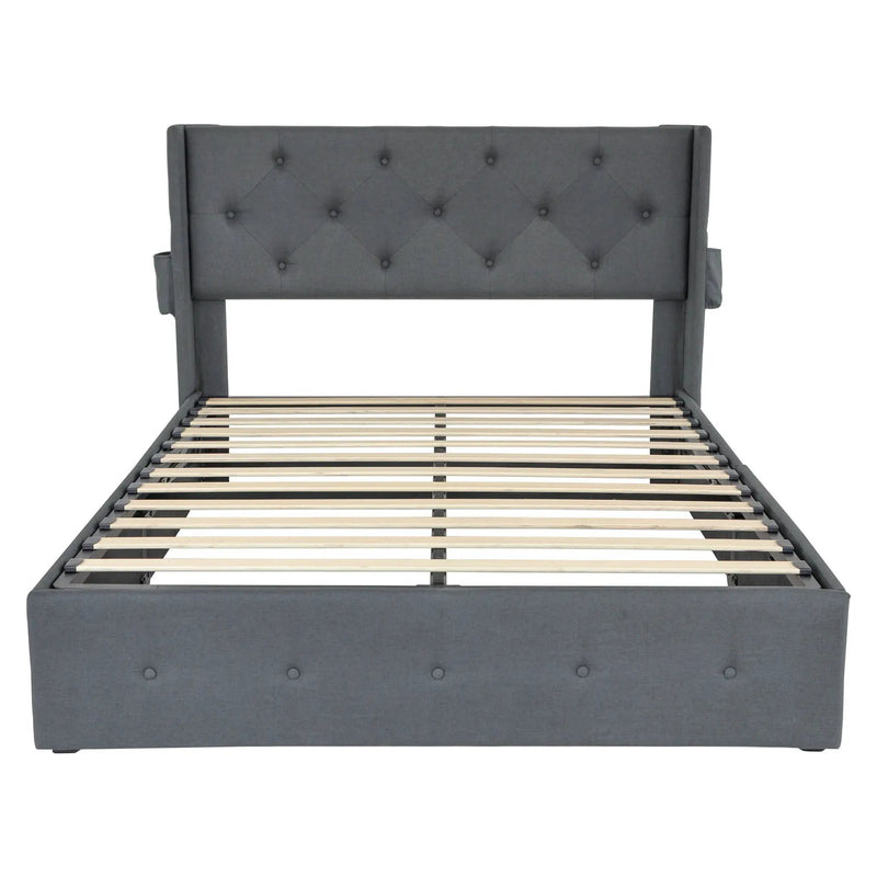 Bed With Gas Lift Storage, USB Ports by HouseOfZazla