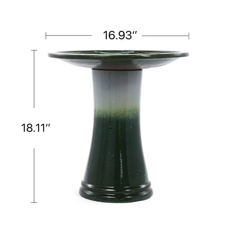 17" Ceramic Bird Bath for Outside, Elegant Tall Outdoor Bird Bath by HouseOfZazla
