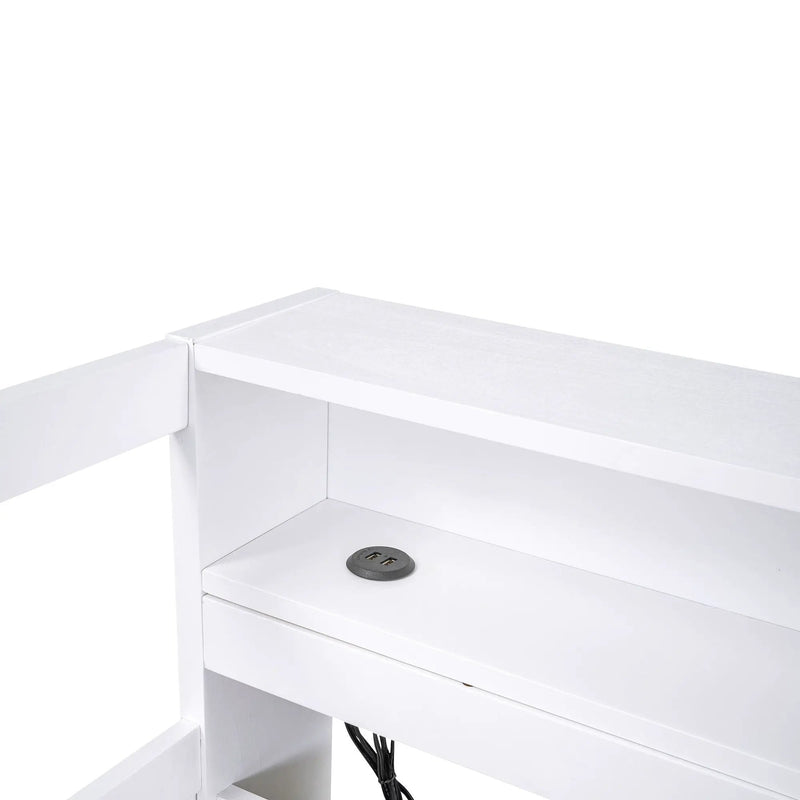 Daybed With 2 Trundles, 3 Storage Cubbies, Built In USB Charging Light