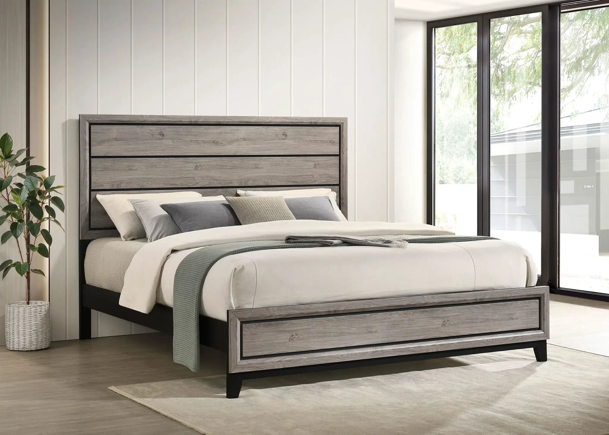Watson Wood Eastern King Panel Bed Light Taupe by Unique Piece Furniture