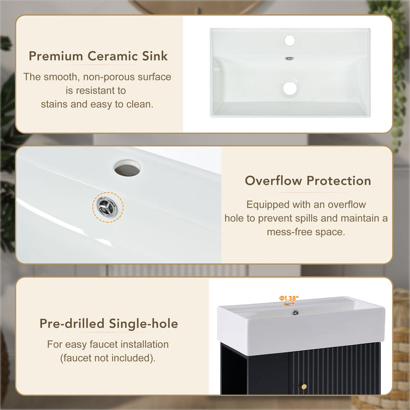 Modern Floating Bathroom Vanity With Ceramic Basin Perfect For Small Bathrooms by HouseOfZazla