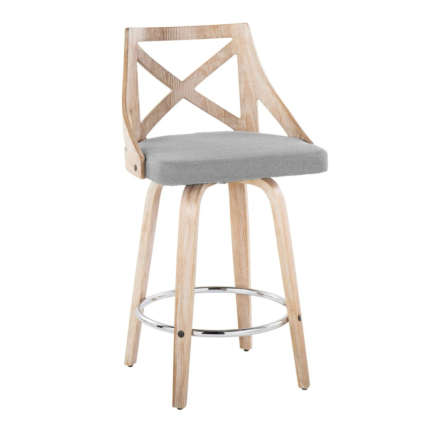 Charlotte - Farmhouse Fixed Height Counter Stool With Swivel And Round Footrest (Set of 2) by HouseOfZazla