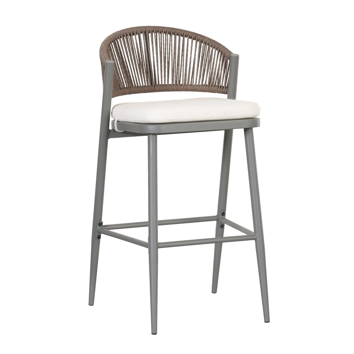 Outdoor Bar Height Metal Frame Counter Stools with Scallop-Shaped Backrest & Water-Resistant Cushions by HouseOfZazla