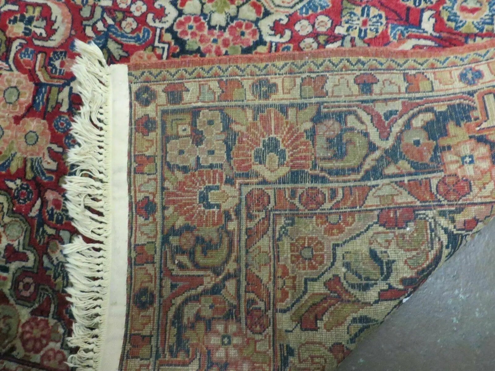 Persian Sarouk Rug 4.6 x 5, Red, Semi Antique, Floral by Jewel Rugs