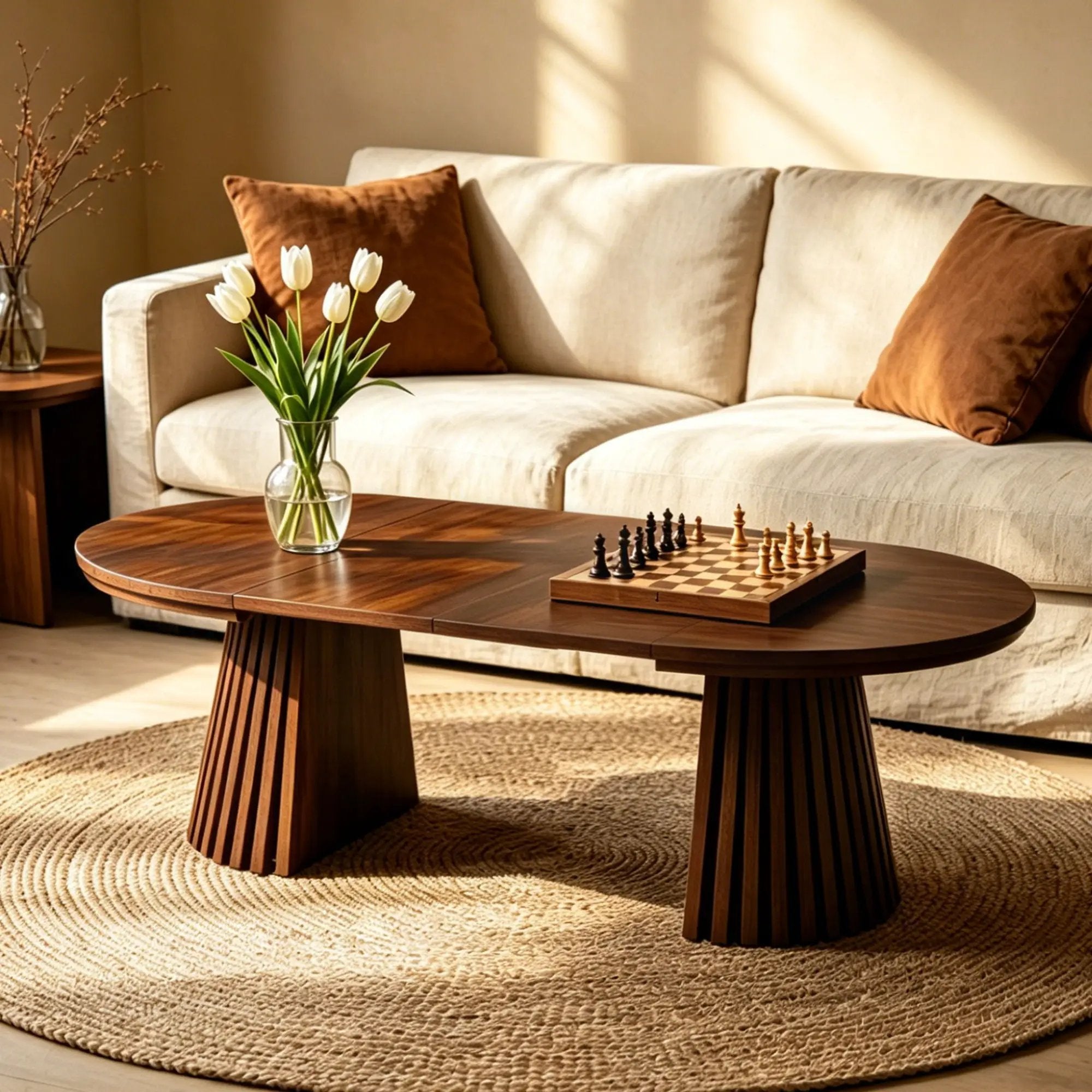 Oval Coffee Table For Living Room - Walnut by HouseOfZazla