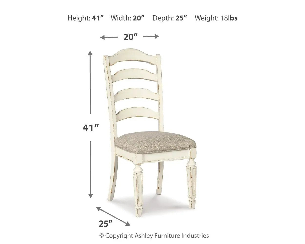 Realyn - Dining UPH Side Chair (Set of 2) - Ladderback - Chipped White by Unique Piece Furniture
