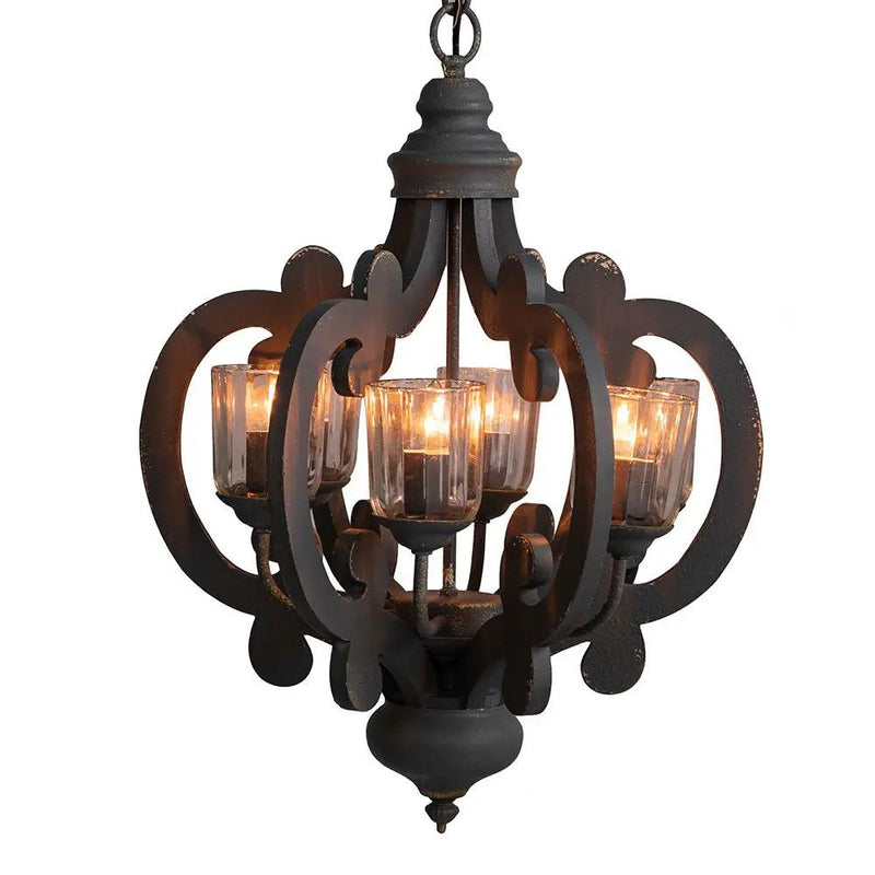 Farmhouse Chandelier, 6 Light Wood Chandelier Pendant Light Fixture With Adjustable Chain For Dining Room Living Room Entryway, Bulb Not Included by Unique Piece Furniture