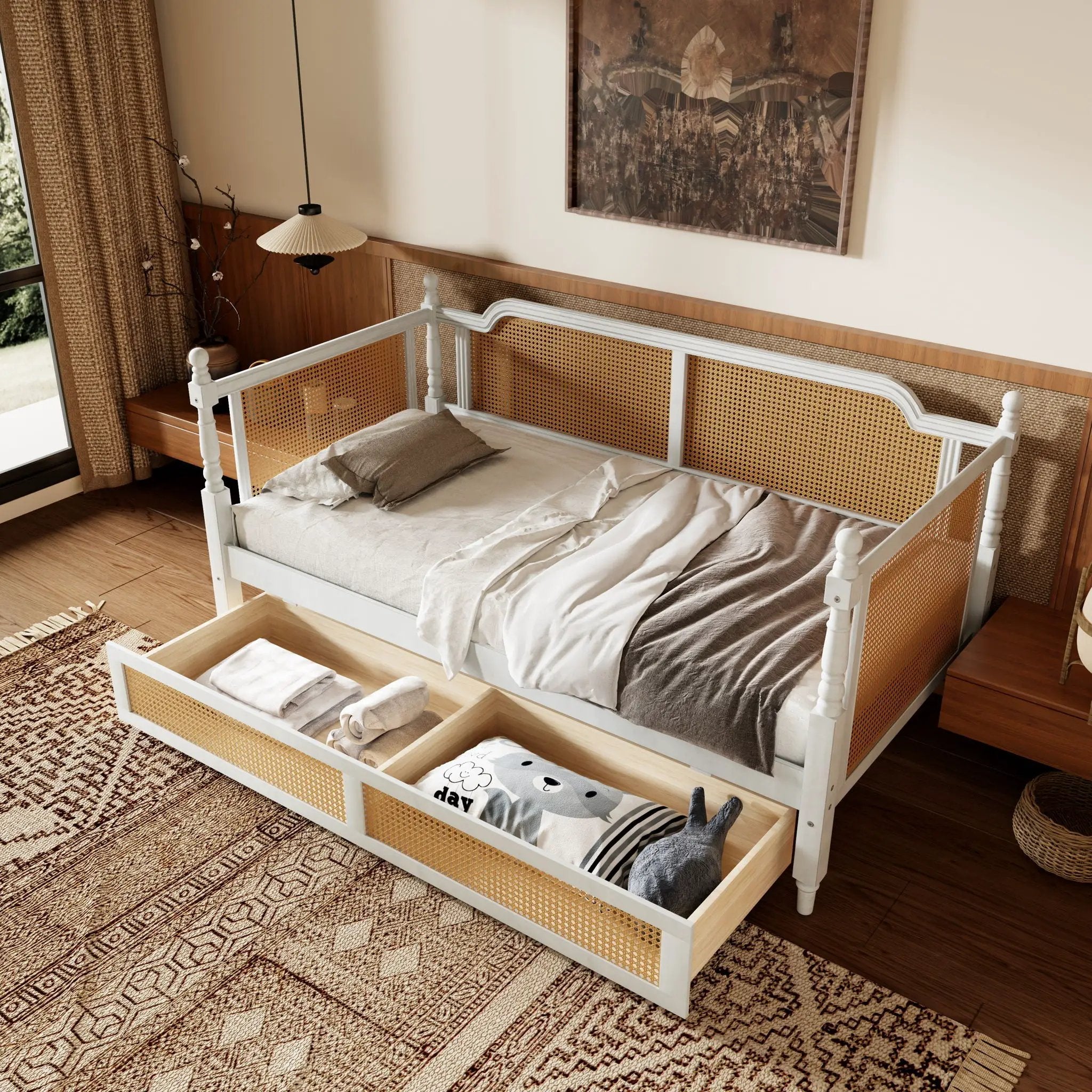 Traditional Style Rattan Daybed, No Box Spring Needed by HouseOfZazla