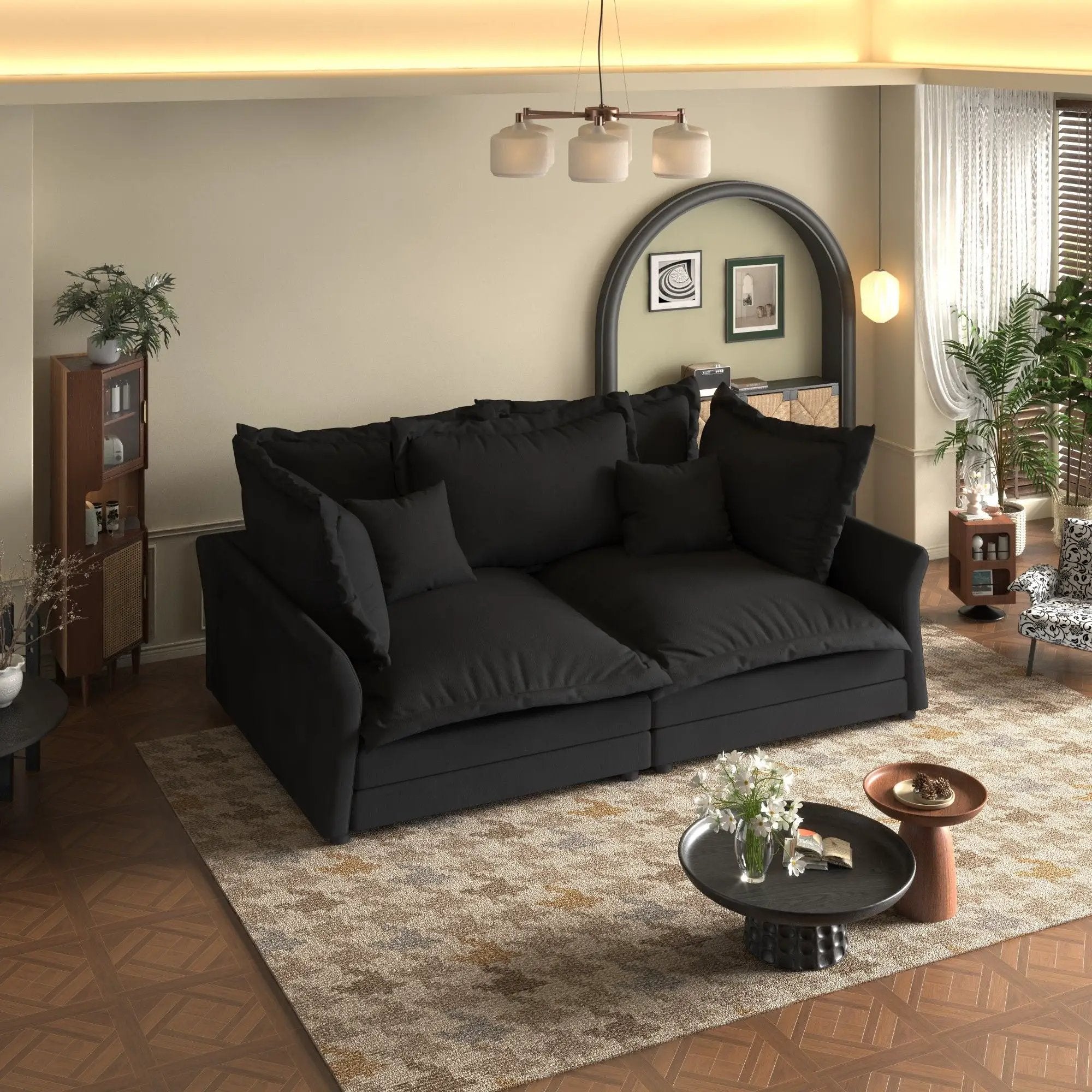 Modern Comfy Upholstered Sofa Cloud Couch, Deep Seat Couches With Multiple Large Soft Pillows by HouseOfZazla