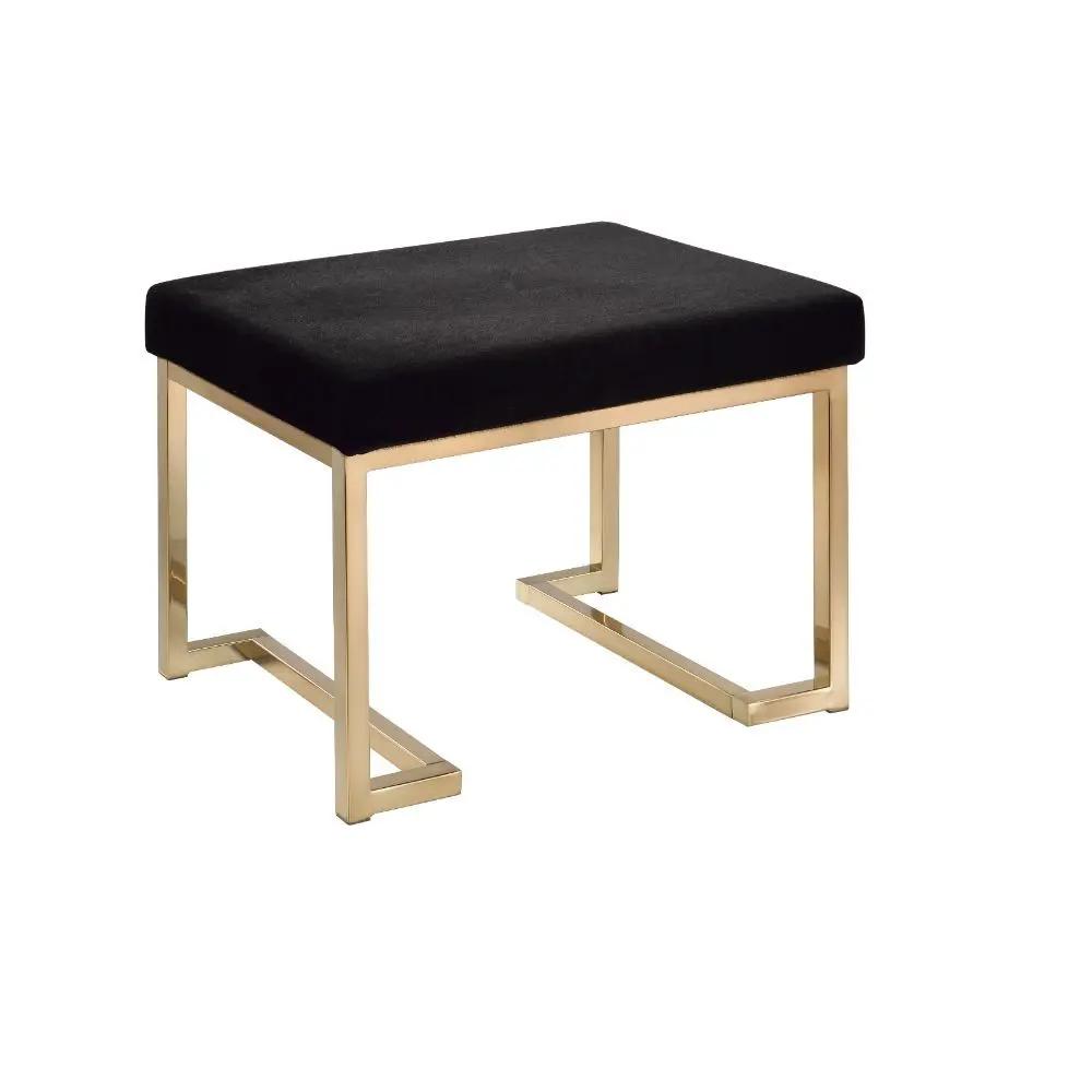 Boice - Ottoman - Black Fabric & Champagne by Unique Piece Furniture