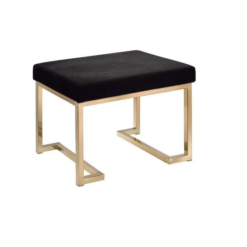 Boice - Ottoman - Black Fabric & Champagne by Unique Piece Furniture