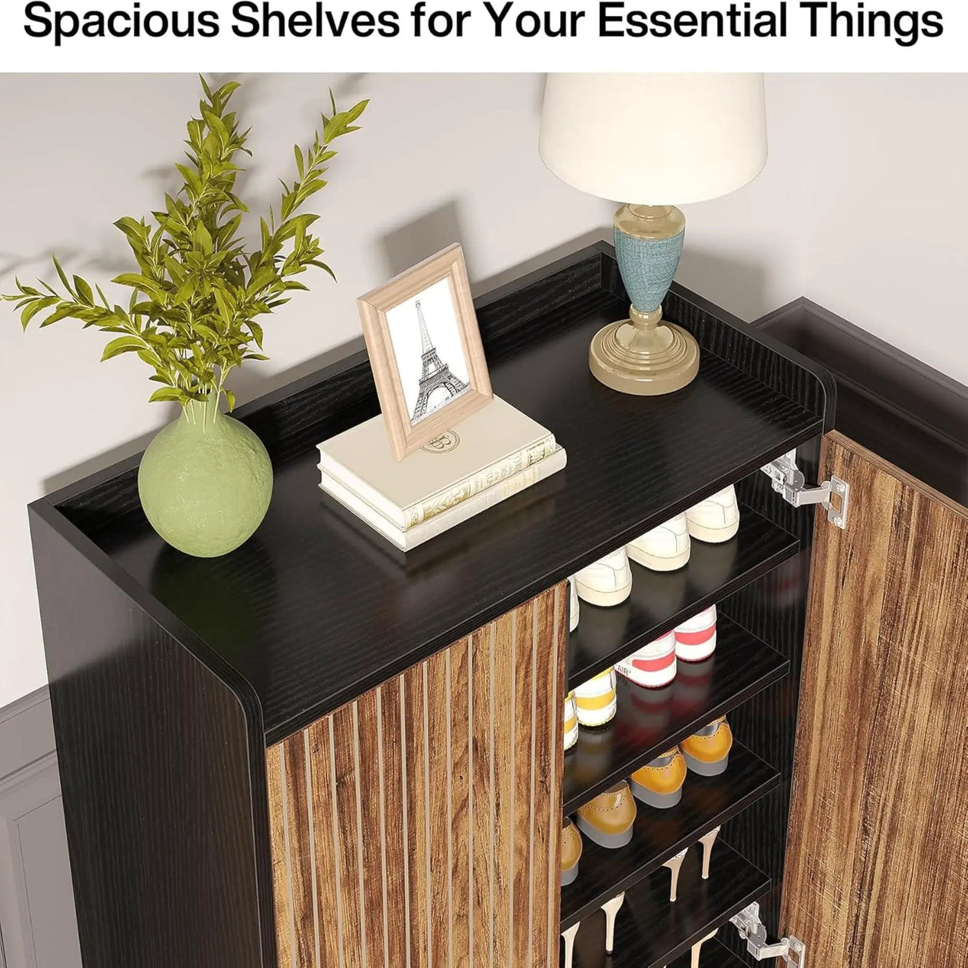 5 Tier Shoe Cabinet With Doors, Compact Entryway Storage Organizer by HouseOfZazla