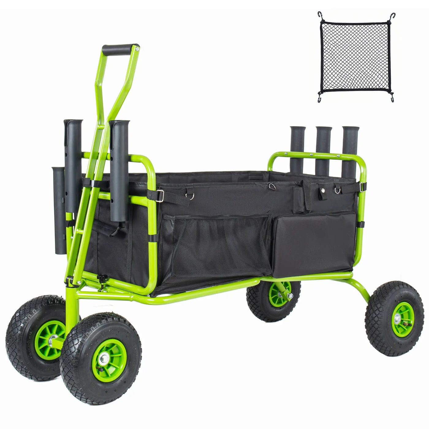 Fishing Cart Beach Cart Collapsible Wagon with 9.85'' All-Terrain Wheels by HouseOfZazla