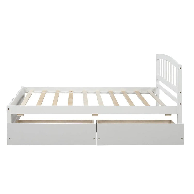 Platform Storage Bed Wood Bed Frame With Two Drawers And Headboard by HouseOfZazla