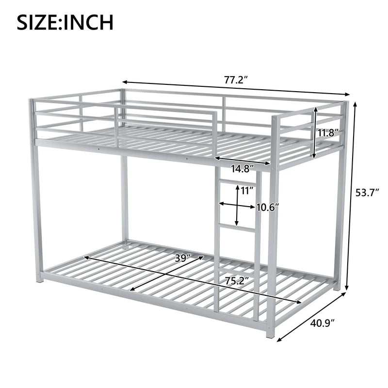 Metal Bunk Bed, Low Bunk Bed With Ladder by Unique Piece Furniture