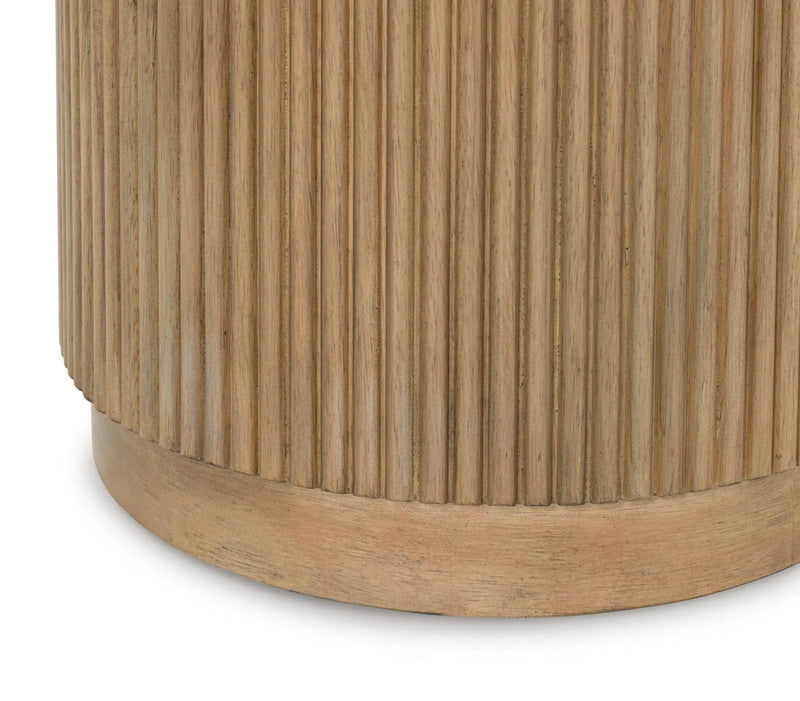 Camdill - Round Cocktail Table - Light Brown / White by Unique Piece Furniture