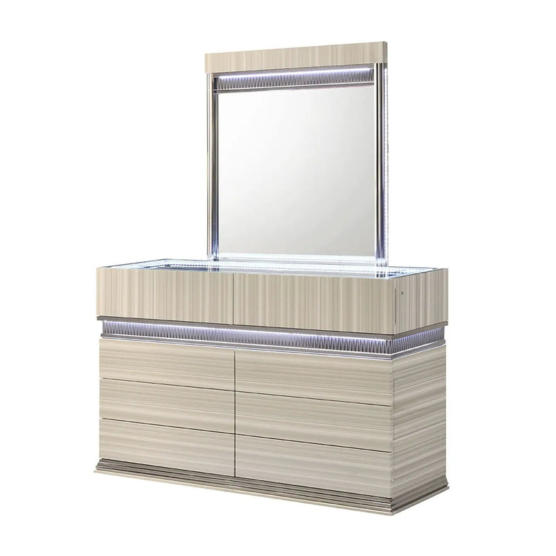 Leonor - Mirror With LED Light Frame - Gray by HouseOfZazla