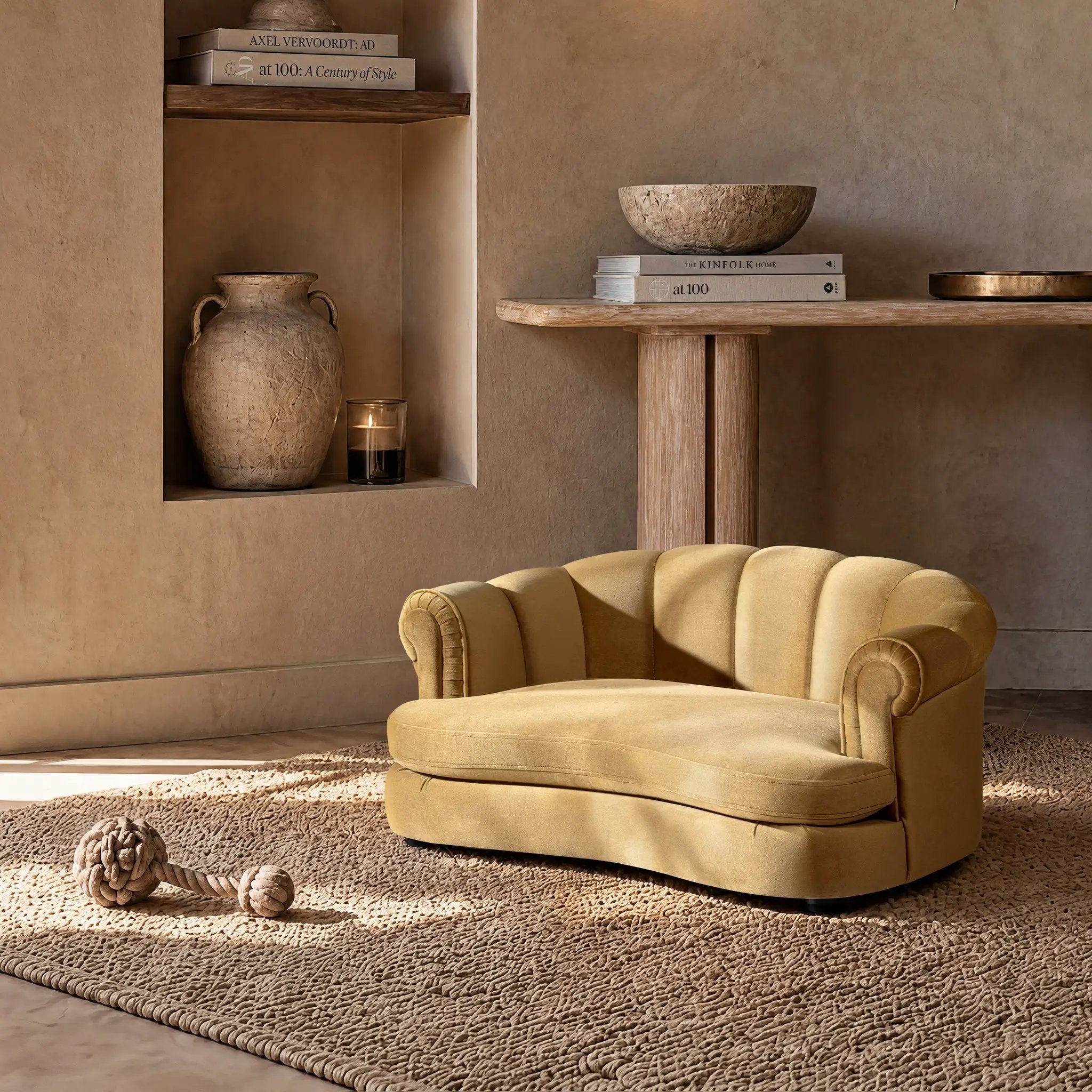 Halle 35.5" Rolled Arm Channel-Tufted Dog Sofa Bed by HouseOfZazla