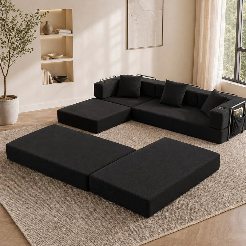 108" Modular Sectional Sofa with L-Shape Chaise by HouseOfZazla