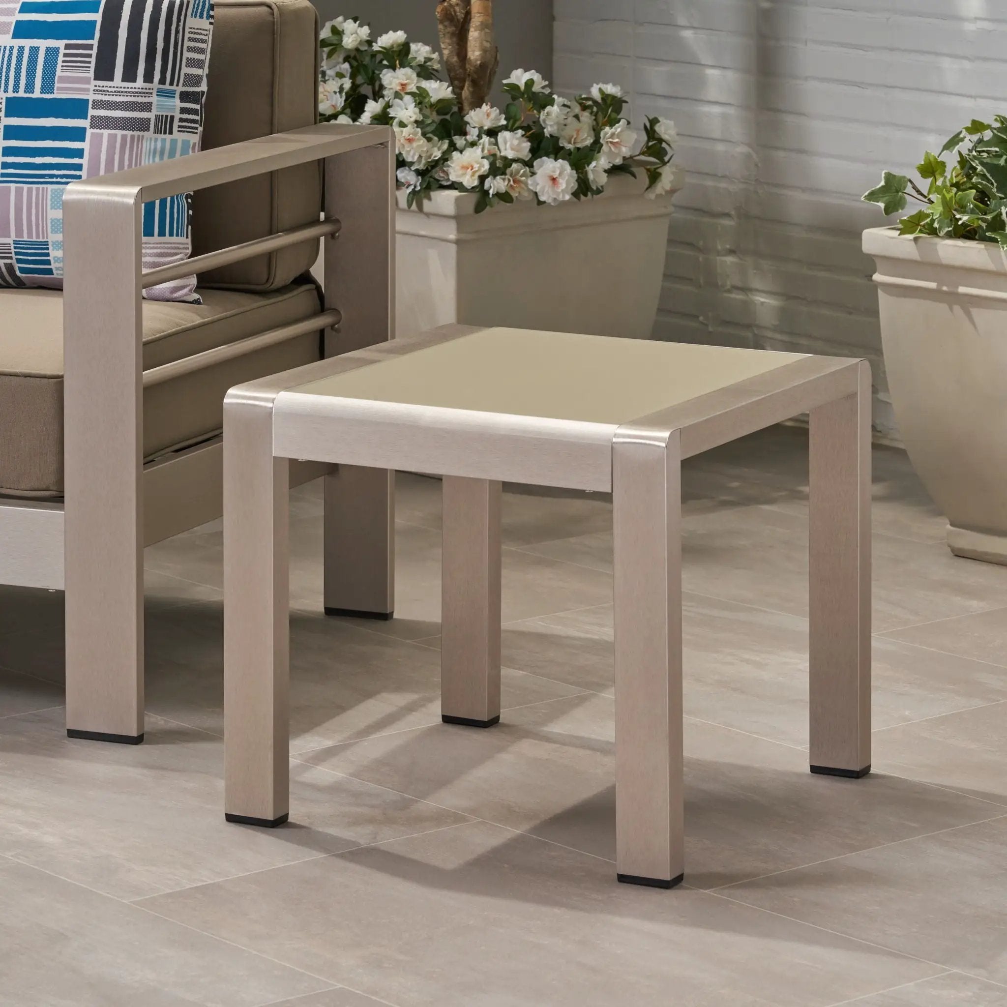 Cape Coral Contemporary Side Table With Frosted Glass Top by HouseOfZazla