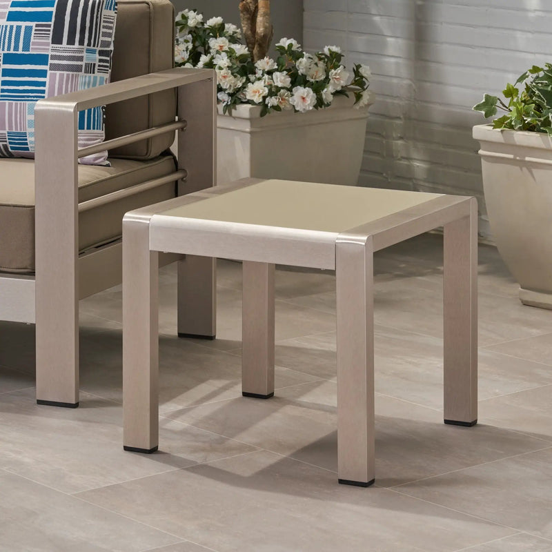Cape Coral Contemporary Side Table With Frosted Glass Top by HouseOfZazla