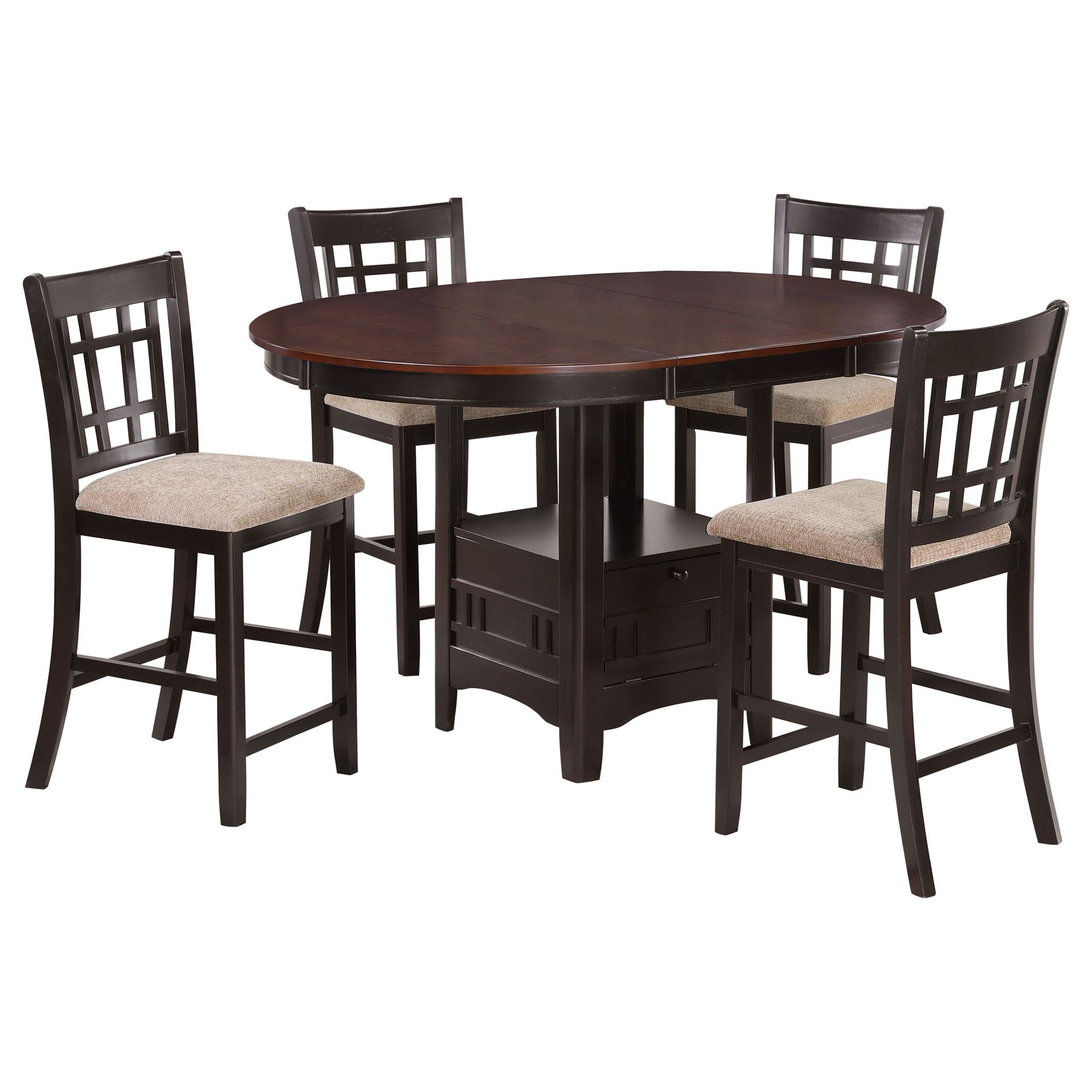 Avonlea - 5 Piece Set With Round Table And Upholstered Chairs - Chestnut by HouseOfZazla