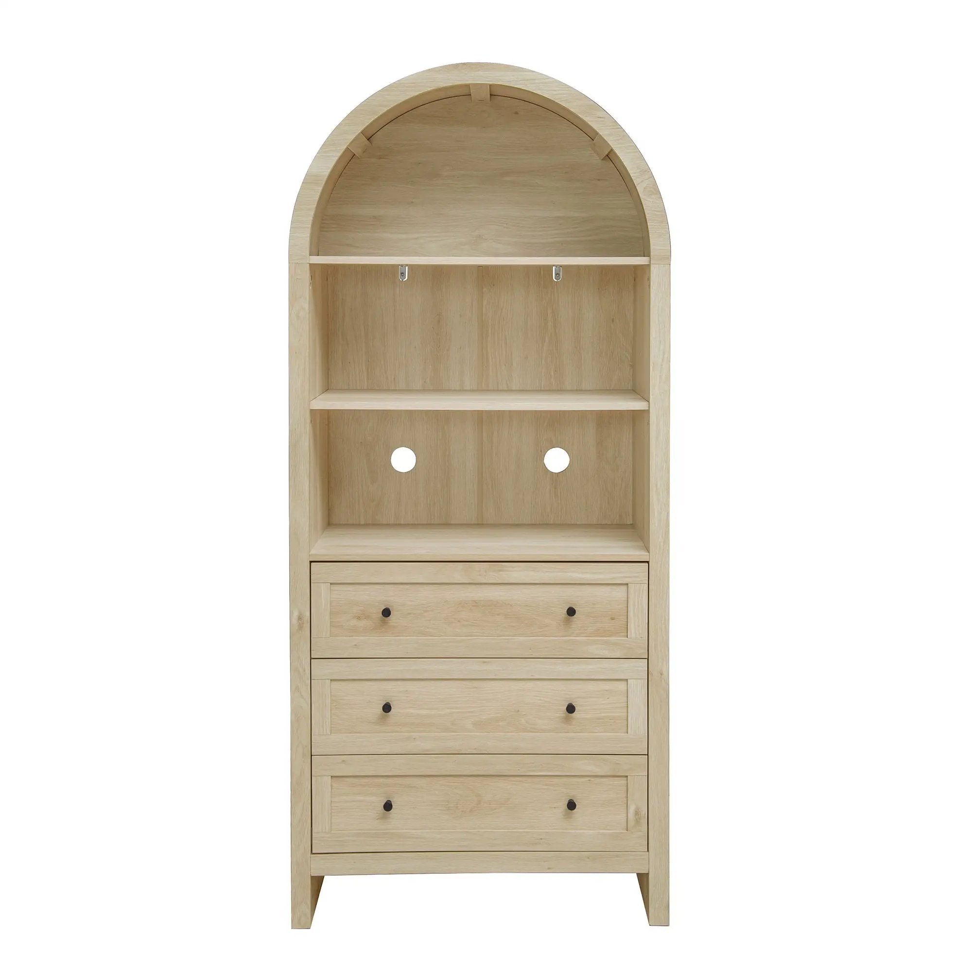 Arched Kitchen Pantry, Modern Farmhouse Wood Kitchen Storage Cabinets, Arched Storage Display Cabinet With Adjustable Shelves, Versatile Cupboard For Kitchen, Dining Room, Living Room - Natural by HouseOfZazla