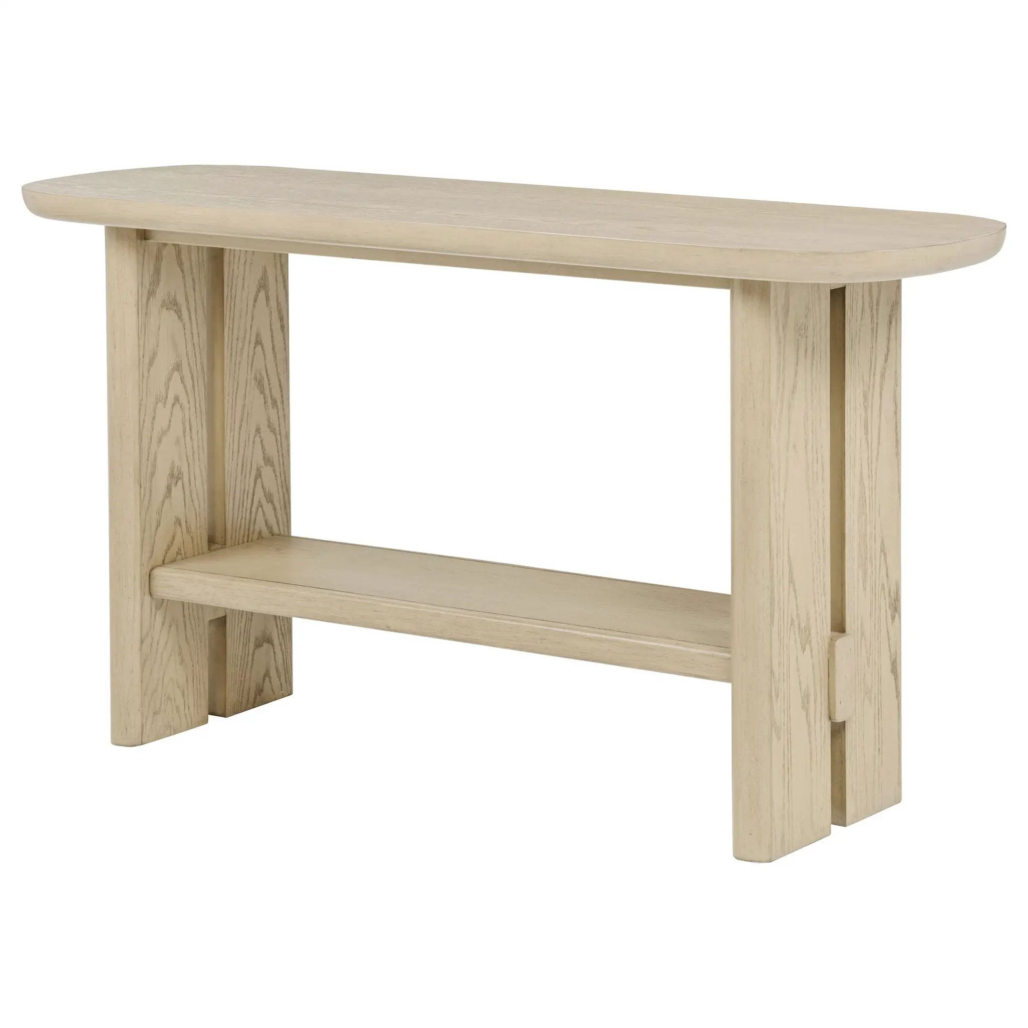 Kailani Coastal Sofa Console Table with Shelf Beige Oak by Unique Piece Furniture