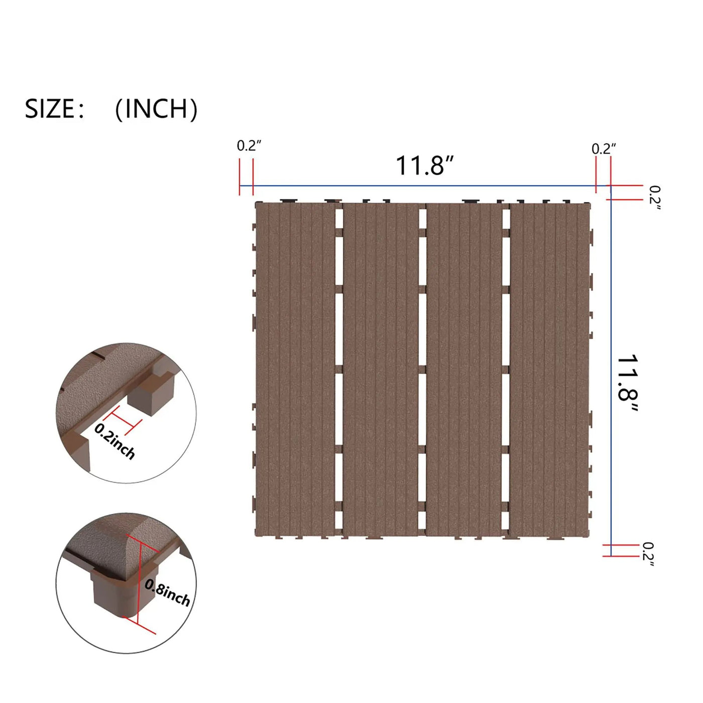 Interlocking Plastic Deck Tiles, Waterproof Outdoor / Indoor Patio Flooring by HouseOfZazla