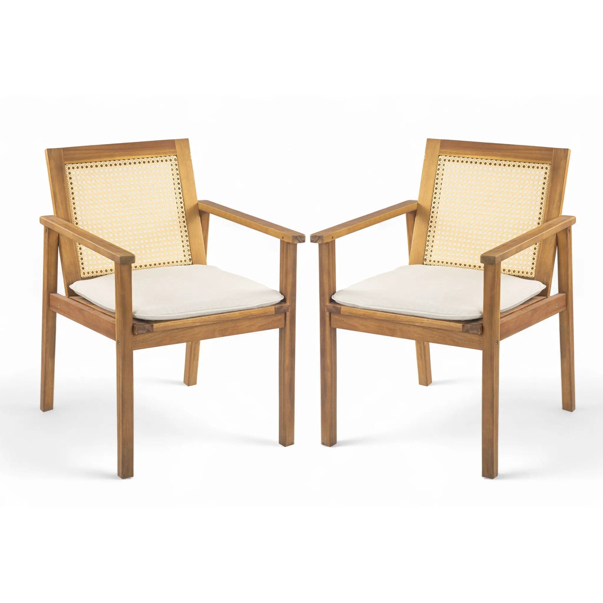 Preston Outdoor Dining Chair With Cushion Set of 2 - Teak / Beige by HouseOfZazla