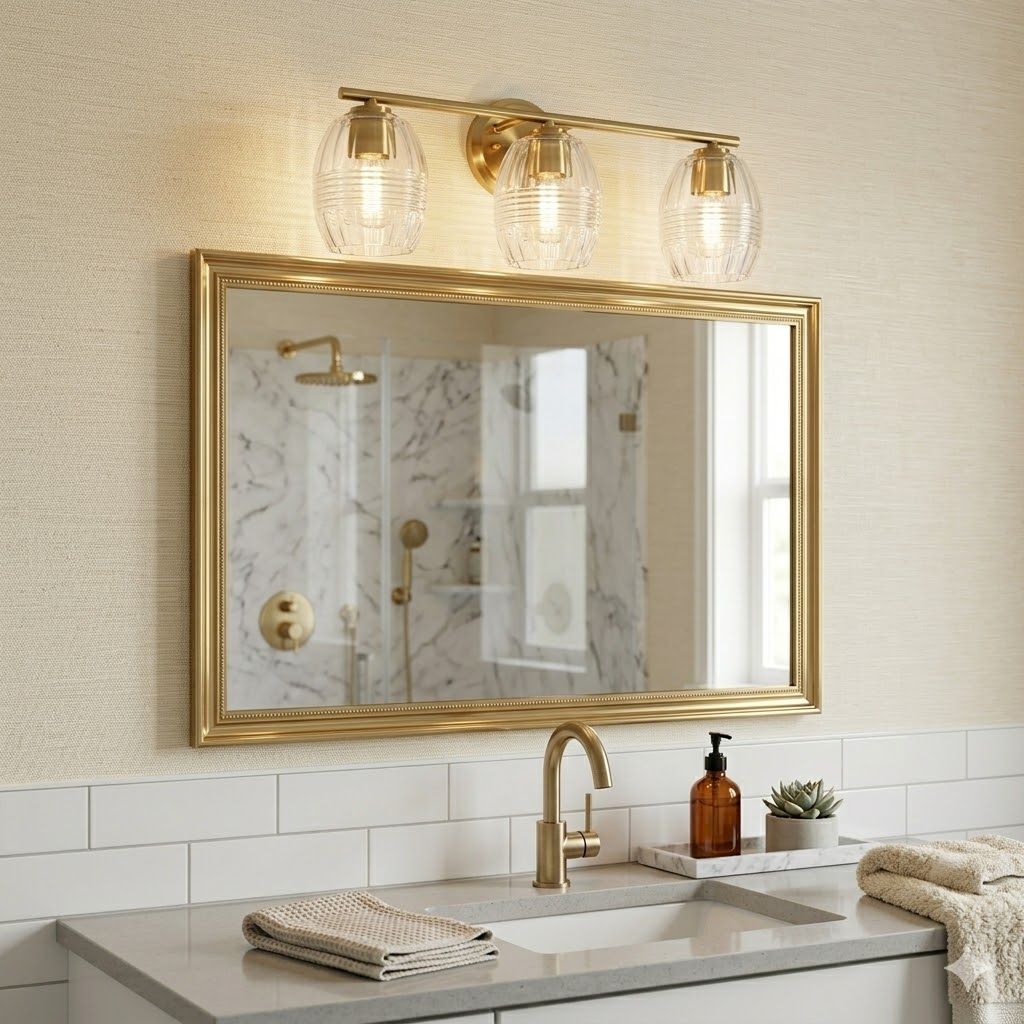Luster 3 Lights Vanity With Clear Glass, photo 3 of 10