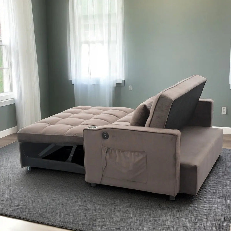 3 In 1 Convertible Sleeper Sofa Bed, Modern Fabric Loveseat Futon Sofa Couch With Pullout Bed, Small Love Seat Lounge Sofa With Reclining Backrest, Furniture For Living Room by Unique Piece Furniture