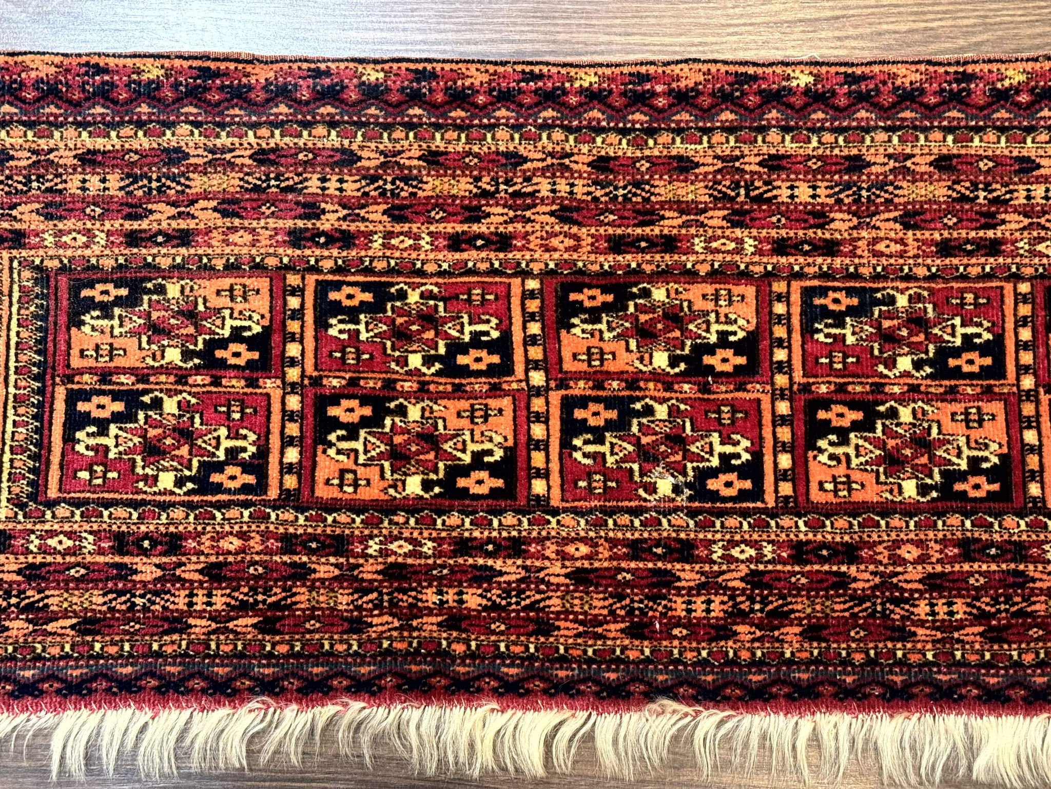 Antique Persian Turkoman Mafresh Rug 1x4, Wool, Tribal Collectible by Jewel Rugs
