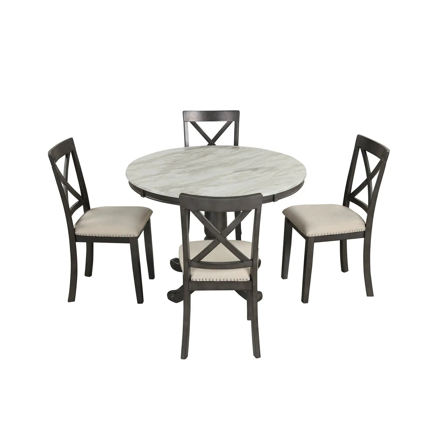 5 Pieces Dining Table And Chairs Set For 4 Persons, Kitchen Room Solid Wood Table With 4 Chairs by HouseOfZazla