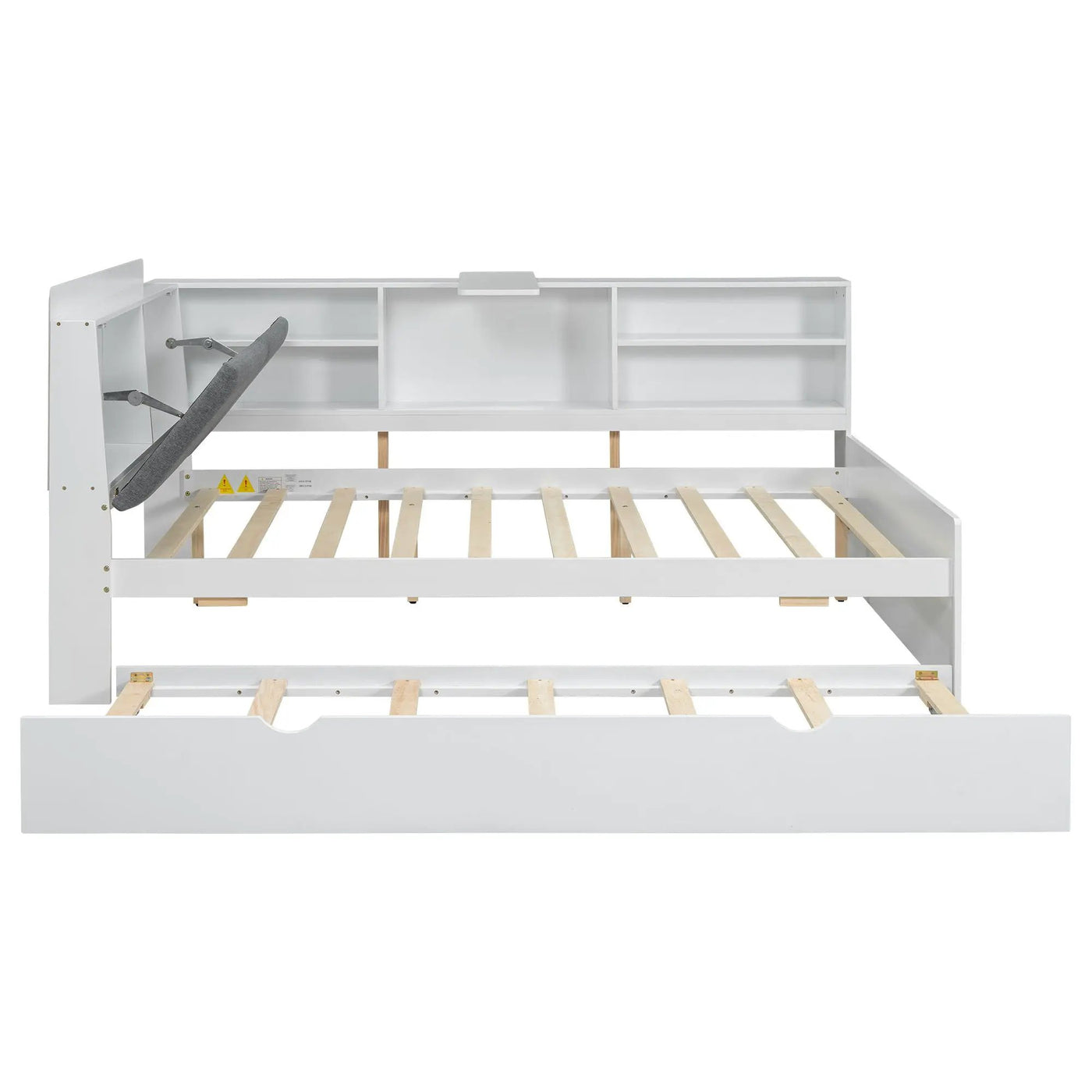 Platform Bed With Trundle, Shelves, And Storage Headboard by HouseOfZazla