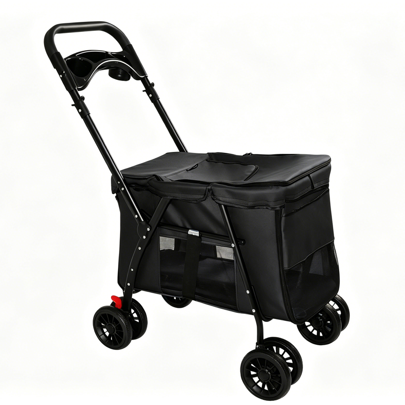 Pet Stroller Foldable 4-Wheel Design with Breathable Mesh by HouseOfZazla