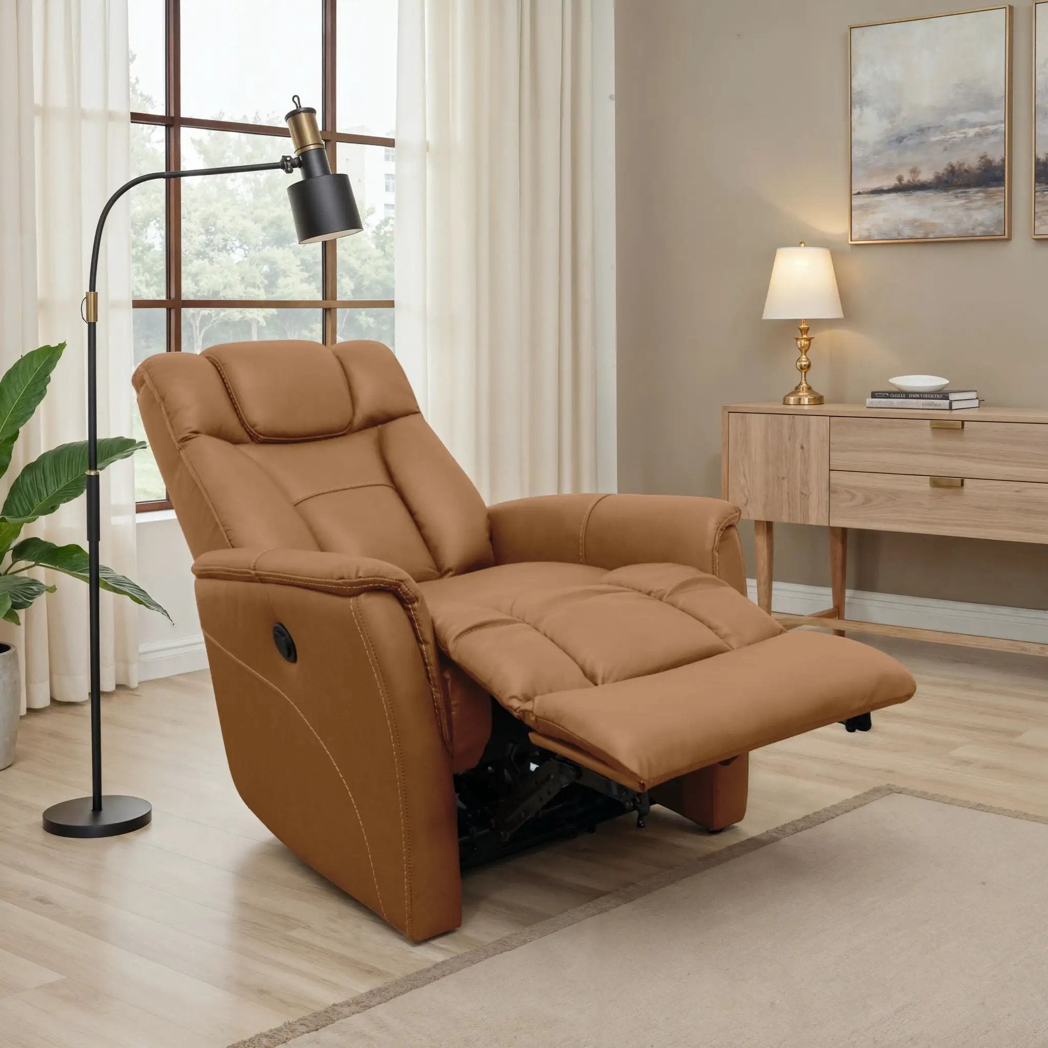 Oslo - Power Recliner With Manual Adjustable Headrest And Power Footrest - Brown by Unique Piece Furniture