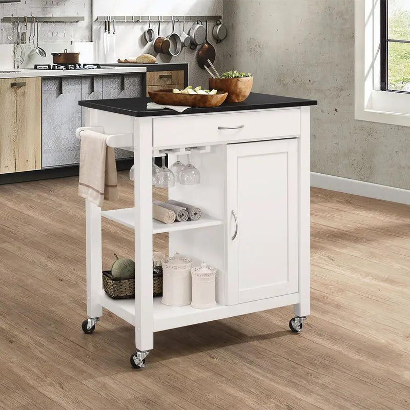 Ottawa - Kitchen Cart - Black Wooden Top & White by Unique Piece Furniture